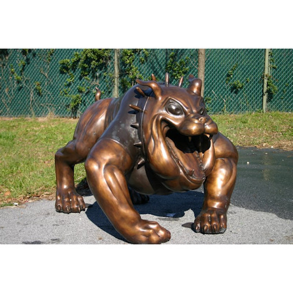 Bronze Bull Dog Large Spike Mascot fighting machine sculpture statue